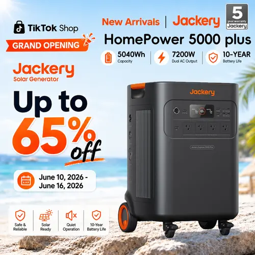 Jackery Solar Generator 5000 Plus Portable Power Station, 5040Wh LiFePO4, 7200W 120V/240V AC Output, Expandable to 60kWh, Essential Home Backup for Power Outages (Solar Panel Optional)