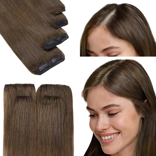 GOO GOO Scalp Hair Fill-Ins Clip-in Short Hair Extensions Remy Human Hair, Thinning Hair Fill-Ins Natural Look Volumizer for Women Straight Natural Summer Hair summer hairstyles #tiktokshopbacktoschool #sohochic