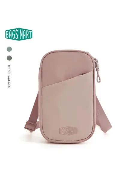 BAGSMART Crush Passport Holder - Compact Travel Accessory with Secure Zip Closure & Adjustable Strap for Easy Carrying Eco-Friendly Water-Repellent Materials RFID Protection Memorial Day