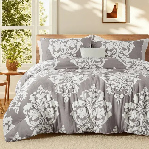 【SohoChic】Exclusivo Mezcla Fleece Comforter Set, Soft Fluffy Warm 3D Boho Comforters, Luxury 3-Pieces Reversible Fuzzy Bedding Sets for Winter with 2 Pillow Shams For King/Queen Size, 1 Pillow Sham For Twin Size.