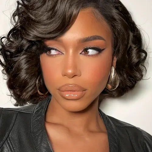 Curly Bob Wig for Women, Glueless Curly Wig, Short Curly Wigs for Women, Body Wave Style, Synthetic Lace Front Design, Easy-To-Wear & Stylish, Kinky Curly Wigs (10'-), Synthetic Wavy Wig, Glueless Hair Wigs