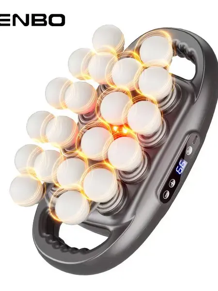 BENBO 20-Ball Precision Handheld Muscle Massager, Electric Deep Tissue Massage Gun with 9 Modes, 30 Speed Levels, Red Light, Dual Handles, Quiet Motor, Rechargeable, Adjust Settings for Back/Shoulder/Legs, Back Massager Gift Idea