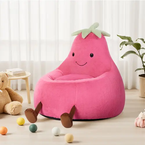 Sweetcrispy High Rebound Memory Foam Bean Bag Chair - 24-31 In Modern Outdoor Lazy Floor Sofa with Double-Layer Back Resists Daily Wear, Beige Purple Eggplant Padded, House Decor, Bedroom Item, Birthday Gift for Girls, Apartment Essentials