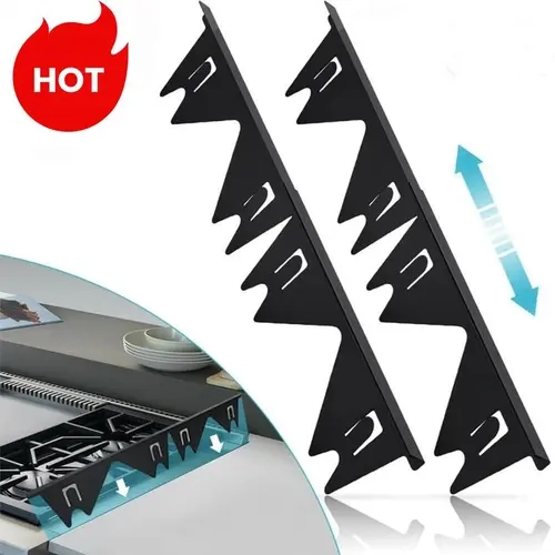 Set of 2 Stainless Steel Stove Gap Covers - Telescopic Strip (13.8" to 27.5" Length, 0.79" Width), Heat Resistant, Easy to Clean, Range Trim Kit for Kitchen Counter, Indoor Use, Prevents Debris,sohochic