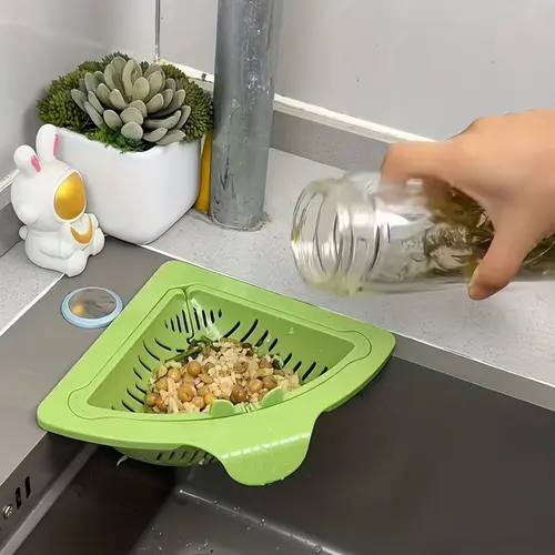 2-Count Triangular Drainage Mesh Colander, Random Color Kitchen Utensils Drain Basket Storage Rack for Vegetable, Fruit, Rice Residue