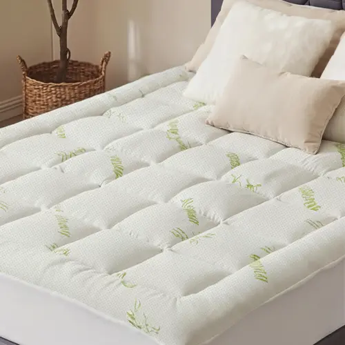 Sweetcrispy Bamboo Mattress Topper - Viscose-Derived Cooling Fabric, Thick Pillow Top Pad with Deep Pockets, Breathable for Back Pain Relief & Hot Sleepers, Bamboo Cooling Mattress Pads, Toppers & Protectors