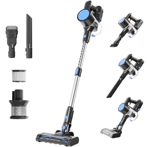 Cordless Portable Vacuum Cleaner - Lightweight Handheld Stick Vacuum with Anti-Tangle Design, LED Lights, Powerful Rechargeable Motor, Multi Surface Cleaning for Hardwood Floors, Carpet Pet Hair, Car Interior, Multi Surface Vacuum