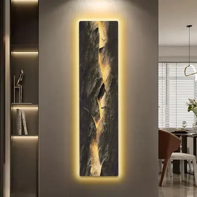 Homary Modern Abstract Textured Luminous Wall Art - USB-Powered Lightweight Engineered Wood Decoration with Built-in LEDs, Wipeable Artistic Aesthetic House Decor for Living Room, Entryway,sohochic