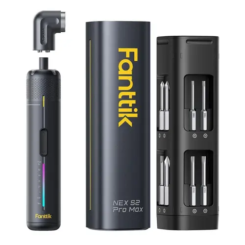 Fanttik S2 Pro Max Cordless Electric Screwdriver Tool Kit - 7 Torque Settings (0.5-6N.m), 16 Magnetic Bits, 1/4''Hex Shank, 90° Angle Adapter, Rechargeable Tools, USB Rechargeable Screwdriver, LED Light, Batteries, for Furniture, Household Repairs,toolupg