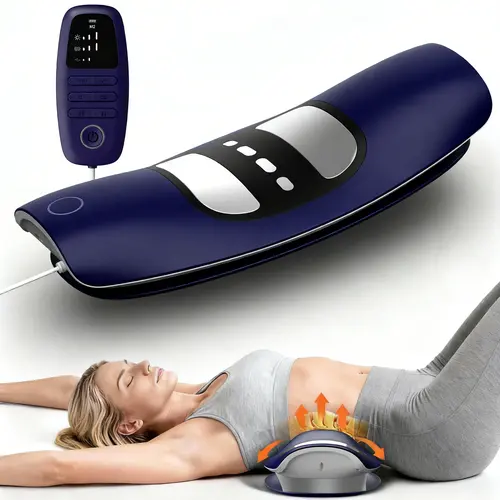 DRwiik Low Frequency Lumbar Massager - Multifunctional Waist Stretching Back Traction Device with 12-Level Electrotherapy, 3-Level Vibration Massage, Thermal Therapy, Adjustable Speed, Body Circulation Boost for Waist Comfort Care,sohochic