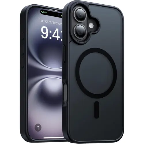 Magnetic Smartphone Casing for iPhone 12-17 Pro Max Plus, Handheld Cellphone Devices Case, MagSafe-Compatible, Shockproof Translucent Matte, Military-Grade Drop Protection, Anti-Yellowing