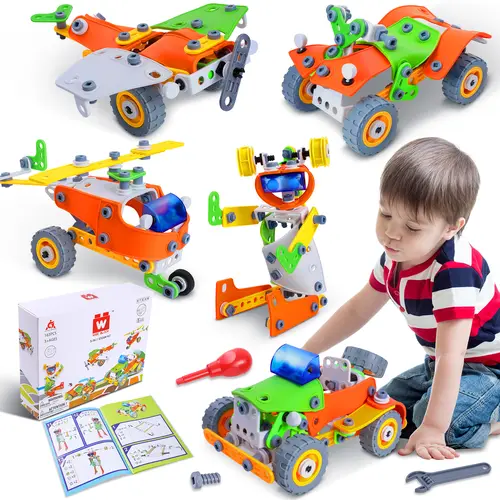 ALPHA GROUP 164 PCS ABS Plastic STEM DIY Building Block Set for Kids Ages 4-12, Safety-Certified Educational Construction Toy with 8 Flexible Components, Detailed Instructions, Gift Ideas for Kids, Boosts Confidence,sohochic