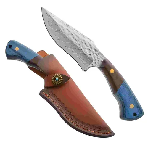 Stainless Steel Steak Knife - High-Quality Thick Ergonomic Wooden Handle, Corrosion-Resistant Rust-Resistant Sharp Blade, Dishwasher-Safe Outdoor Cutlery for Camping, Hiking, Christmas Gift