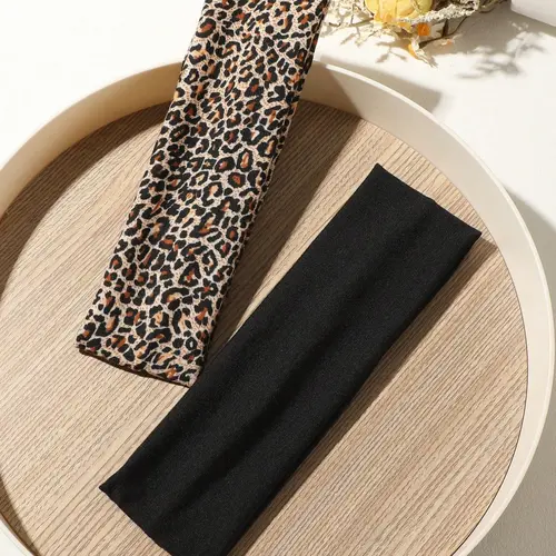 Women's Sports Sweat-Wicking Elastic Hair Bands, Multicolor Leopard Print Fashion Headbands for Yoga Running Basketball Fitness Stretchy Headbands