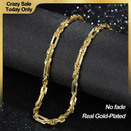 Holylegend 14K Real Gold-Plated Milano Rope Chain Necklace for Men, Affordable Trendy Gold Plated Necklace with Multi-Angle Reflective Shine, Gift for Fashion Lovers,Father's Day Gift