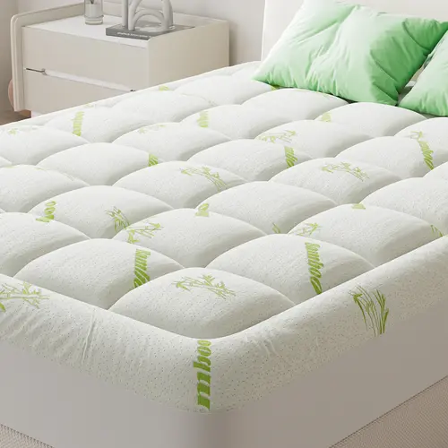 Sweetcrispy Bamboo Mattress Topper - Viscose from Bamboo Soft Pillow Top Pad with Durable Memory Foam, Deep Pocket, Breathable Design, Waterproof, Sleep Upgrade, Fits Most Mattresses