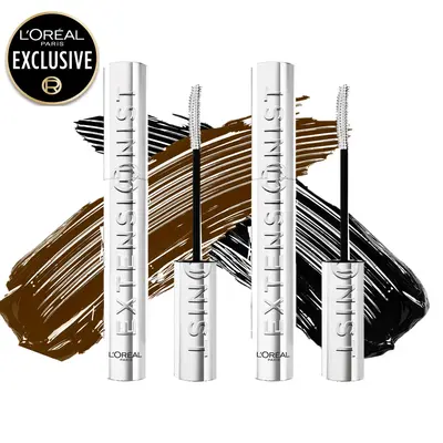 Extensionist Mascara Black + Brown Bundle, Thickening, Hypoallergenic, Lash Enhancing for Dramatic Lashes, L'Oreal Paris