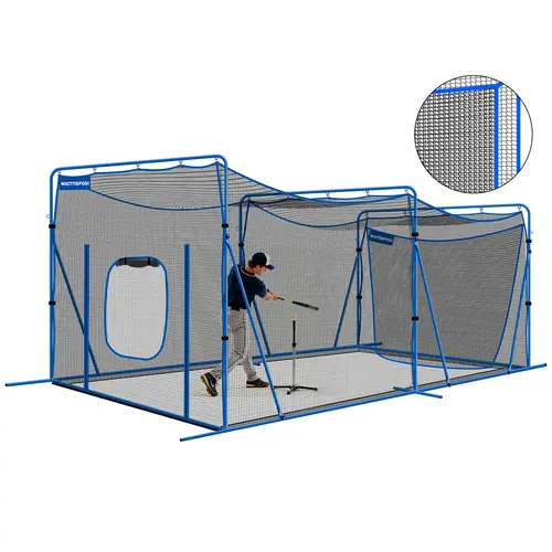 20ftx10ftx8ft Heavy-Duty Baseball Softball Batting Cage, 7-Layer Nylon Dual-Sided Net for Pitch, Hit, Hitting Drill, Metal Reinforced Thickened Steel Frame (Feels Solid), Windproof Ropes, Easy Assembly for Backyard, Parks, Indoor/Outdoor Use, Driveways,so
