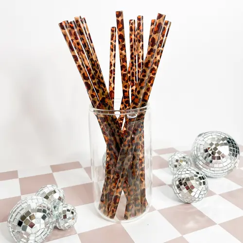Leopard Iced Coffee Straws (20 Pack) – 9" Reusable Straws | Coffee Bar & Dirty Soda Accessories