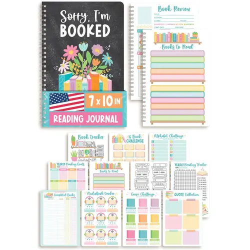 Hadley Designs Women's Reading Journal - Office Stationery Book Log with Review, Rating & Progress Tracking for Building Reading Habits, Gift for Book Lovers