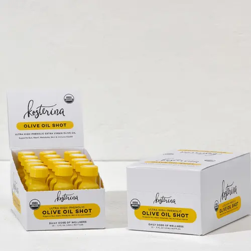 Kosterina Extra Virgin Olive Oil Shot 1 Month -  30-Pack (15 ml) | EVOO Wellness Shot | High Polyphenol Olive Oil