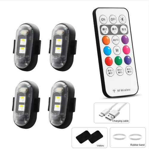 Hugexpen RGB LED Aircraft Strobe Blinker Lights, 3W ABS Plastic Auxiliary Wireless Car Glow Up Warning Position Lights for Motorcycle