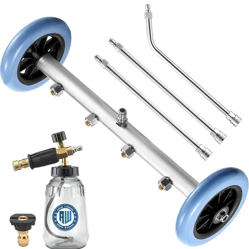 RIDGE WASHER High Pressure Water Car Wash Undercarriage Cleaner, 16 in Leak-Resist Brass Tool with Foam Cannon, Straight Extension Wand, 4000 PSI for Cleaning Oil & Trailers,toolupgrade
