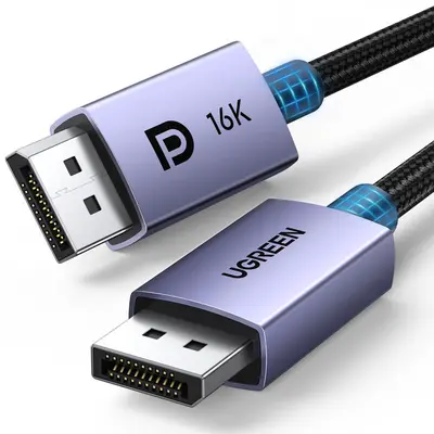 UGREEN VESA Certified Male-to-Male DisplayPort 2.1 PC Cable (40Gbps, 6.6FT Braided), HDR Support, DSC 1.2a, HDCP, Compatible with FreeSync, G-Sync Video Cards & Monitors, Gaming Setup Accessories