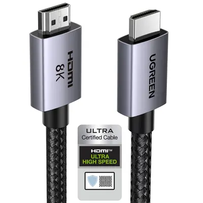 UGREEN Certified Ultra High Speed 8K HDMI 2.1 Cable (48Gbps, 6.6FT) - Aluminum PC Gaming Setup Accessory for Gamers, 4K@240Hz/120Hz, 8K@60Hz, HDR Support, HDCP 2.2&2.3, eARC Compatible with PS5/Blu-ray/Roku TV, Cables & Accessories Summer Sale