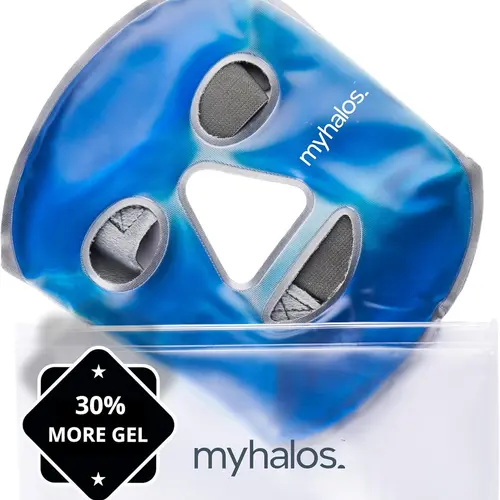 MyHalos Ice Face Mask – Reusable Hot & Cold Gel Face Mask for Migraine Relief, Facial Pain, Swelling & Wisdom Tooth Comfort