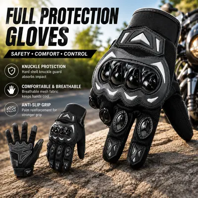 Unisex Touchscreen Motocross Gloves - Biker Armored Dirt Bike Riding Gloves, Motorcycle Protective Gear with Non-Slip Grip, Knuckle Armor, 3mm PU Palm Padding, Breathable Design, Reinforced Stitching, Biker Gloves