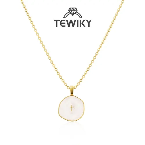 TEWIKY Gold Cross Necklace for Women Dainty Simple Cross Pendant with Enamel & Cubic Zirconia Gem Elegant Hypoallergenic Brass Jewelry Party Daily Wear For Black Friday, Christmas gifts