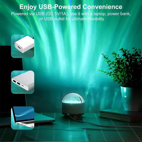 JEYUIN 16-Color USB LED Mini Projector Light with Remote Control - Ocean Wave, 3D Gradient Ripple Effects, Romantic Bedroom Decor for Teenage Girls, Ideal Gifts for Housewarming Color Changing Light Colorful Lights