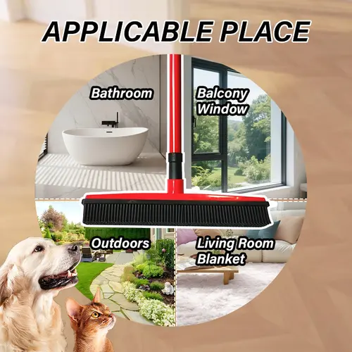 Pet Carpet Cleaning Brush - Powerful Hair & Dust Removal, Hands-Free Cleaning, Rubber Scraper for Floors/Windows/Sofas, Multi-Functional for Dog/Cat Hair & Window Cleaning Summervibes