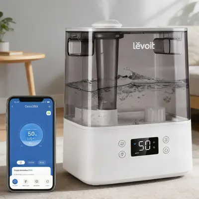 Levoit Classic300s Top Fill Compact AC-Powered Button-Activated Smart Aromatherapy Humidifier - 6L Cool Mist Herbal Diffuser, Quiet Sleep Mode, Home Decor, Ideal for Bedroom, Great Gift