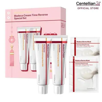 [Centellian24] Signature Edition Korean Skincare Kit - 2 Madeca Cream Time Reverse, 2 Intensive Formula Sheet Masks, Daily Hydrating Skin Repair with Cica, Hyaluronic Acid, Radiance Boost | Beauty Products, Face Care Products, Selfcare Masks