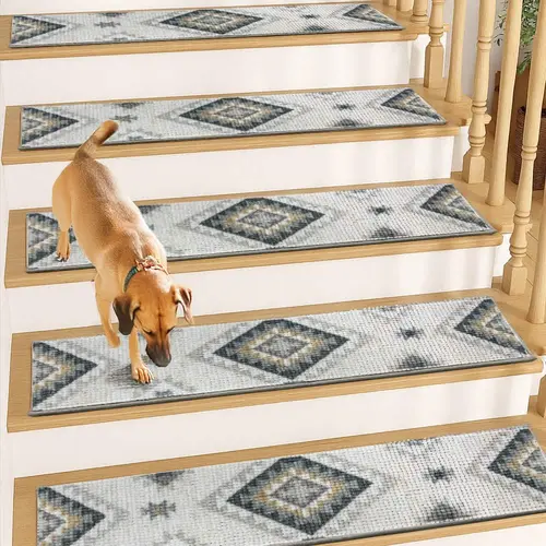 Muddy Mat® Soft Chenille Stair Treads Non-Slip Reusable, Super Absorbent Stair Treads for Wooden Steps, Tile & Marble Floor, Easy to Install & Machine Washable