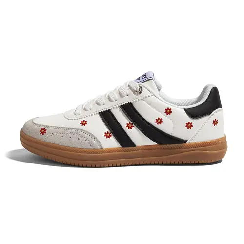 LUCKY STEP Women's Classic Retro Low Top Tennis Sneakers - Stylish, Thick Sole, Sporty Chic, Round Toe, Gum Sole, Floral Embroidery, Anti-Slip, Casual Sporty for Walking & Training, TikTok Shop Back to School, Casual Sporty Sneakers, Stylish Sneaker,sohoc