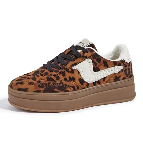 LUCKY STEP Women's Suede Platform Chunky Sports Shoes - Low-Top Athletic Casual Trainers with Thick Rubber Gum Sole for Walking, Back to School, Preppy Streetwear Fashion Footwear,sohochic
