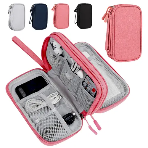 Travel Cable Organizer Pouch Electronic Accessories Carry Case Portable Waterproof Double Layers All in One Storage Bag for Cord, Charger, Phone, Earphone, Travel Accessories Essentials for Men Women