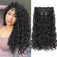 Vigorous Curly Clip In Hair Extensions,4PCS 20 inch Thick Curly Hair Extensions Lace Weft Curly Clip Ins Invisible Natural Synthetic Hairpieces for Women,sohochic