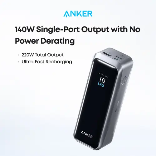 Anker Prime Power Bank, 20,100mAh 3-Port Portable Charger with 220W Max Output, Two-Way Charging, TSA-Approved, App Control, for MacBook, iPhone 17/16 Series, and More (Base Not Included) sohochic
