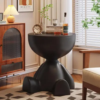 Circle Side Table, Small Coffee Table, Waterproof & Durable, Round Modern End Table for Living Room, Bedroom, Bedside, Versatile Accent Table - Orange