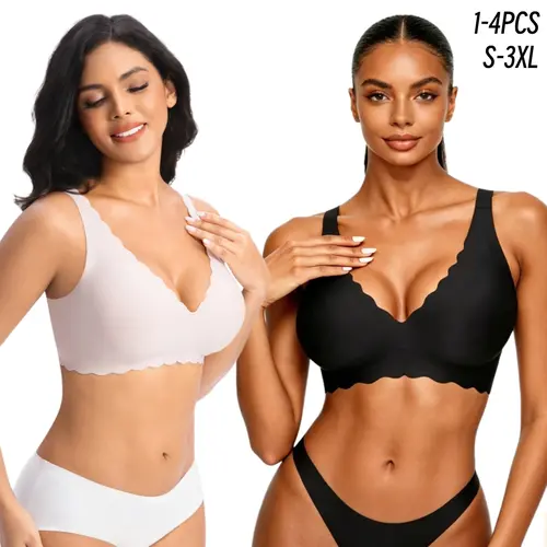 1/2/3/4/5/6PCS Jelly Wireless Bra Womens Scalloped Comfortable Wireless Bras Push Up Bralettes Seamless Tshirts Bras Deep V Everyday Bras S 3XL