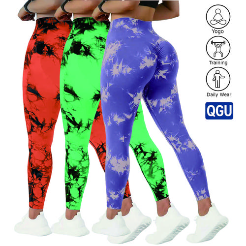 Women's Summer 3-Piece High Waist Tummy Control Oil-Resistant Yoga Set with Printed Tie, Elastic Stretchy High Stretch Gentle Colorful Full Print Sports Leggings for Running, Hip-Lifting Workout, Elastic Women's Sports Leggings, Colorful Stretchy Women's,