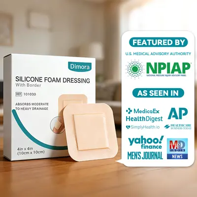 (HSA/FSA Eligible) Dimora Medical‑Grade Silicone Foam Dressing with Adhesive Border, Antibacterial Wound Pad, Hypoallergenic Soft Silicone Pads, Absorbs Up to 15× Wound Exudate, for Long‑Term Bedridden & Diabetic Patients, SohoChic