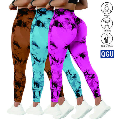 Women's Summer High Waist Knitting 3-Piece Yoga Set - Tummy Control, Oil-Resistant, Hip-Lifting, Soft Stretch Activewear Finds for Biking, Running, Workout (Printed Tie Sports Leggings), Soft Stretch Women's Sports Leggings,sohochic