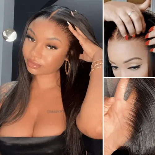 LUVME PreMax Wigs Super Natural Hairline Silky Straight Glueless 13x4 Frontal Lace Wig Human Hair Pre-Cut Lace