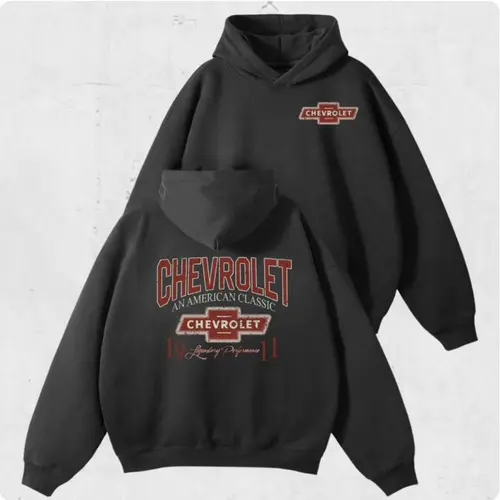 Streetwear Vintage Chevrolet American Hoodie – 90s Style Unisex Car Lover Pullover, Classic Chevy Accessories Shirt