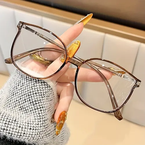 Women's Blue Light Blocking Reading Glasses, TR90 Full-Rim Oval Cat-Eye Frames with Gold-Tone Temple Accents, for Computer Use and Book Reading, Practical Gift for Seniors and Frequent Screen Users